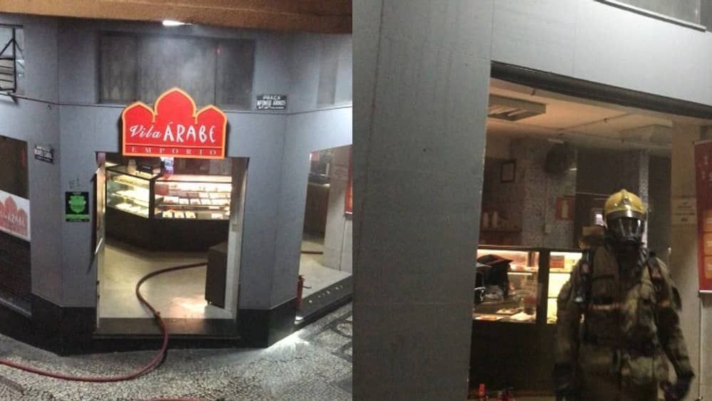 Lanchonete no Centro de BH pega fogo e mobiliza bombeiros 