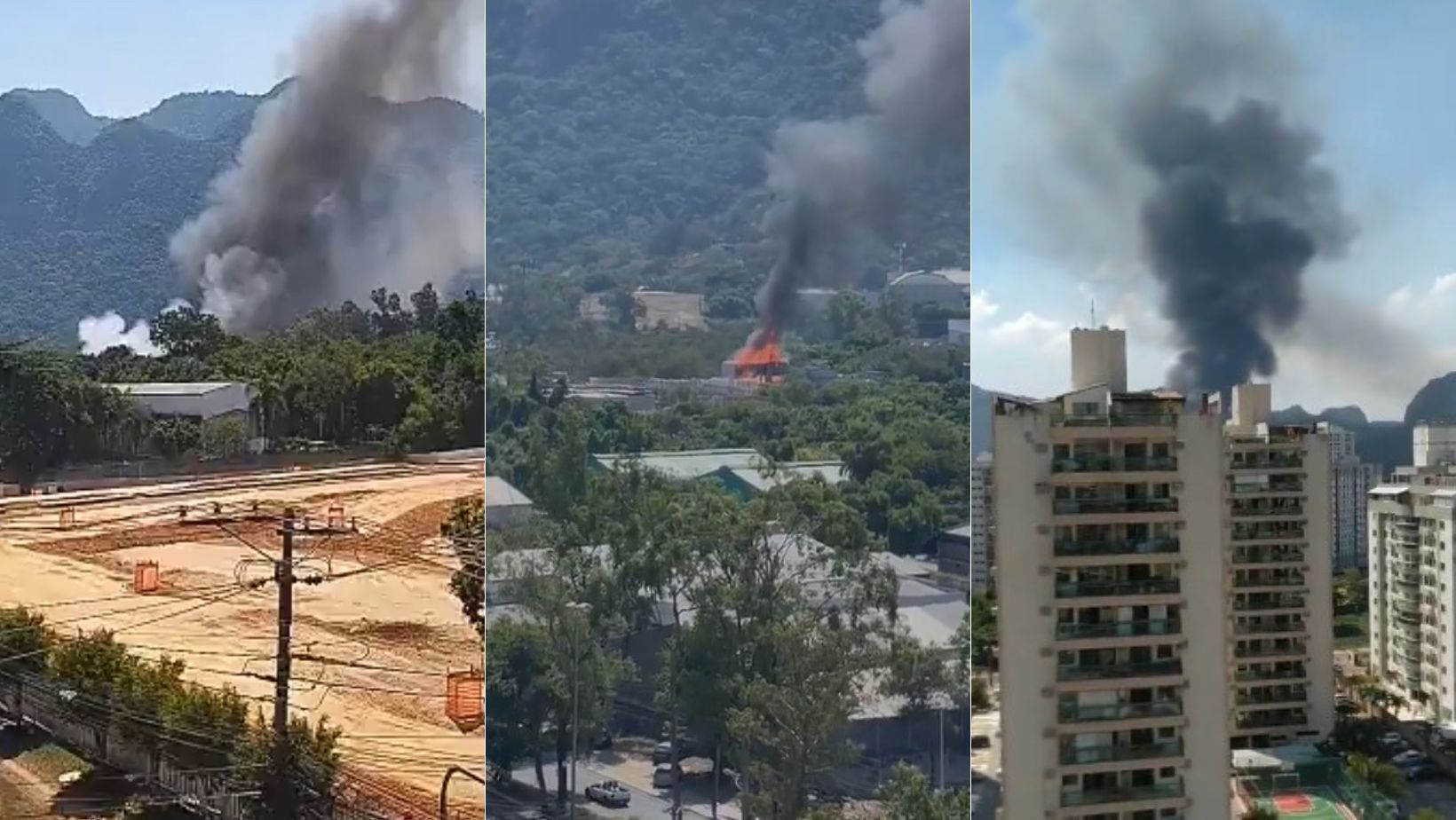 Incêndio de grandes proporções atinge cidade cenográfica da Globo, no Rio; veja vídeo