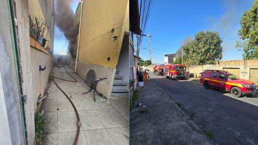 Incêndio destrói residência e gera risco de desmoronamento no Jardim Leblon, em BH