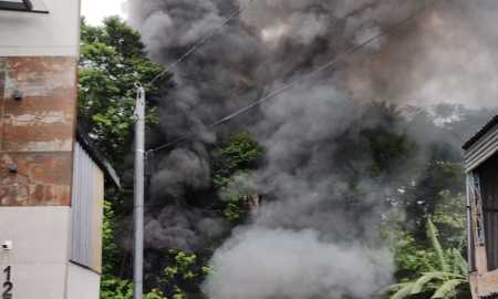 incendio em pneus usados como contenção no Bairro Santa Cruz