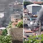 Vídeo: incêndio em galpão de estofados na Grande BH atinge casa e assusta moradores
