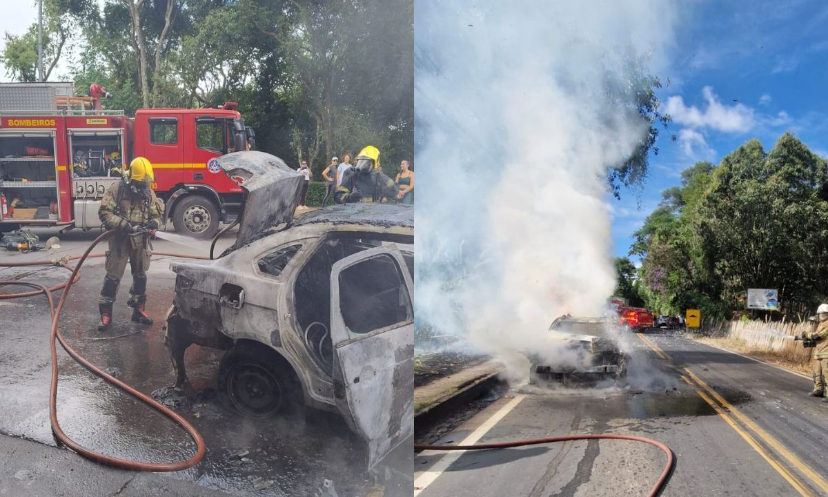 Bombeiros controlam incêndio em veículos em Juiz de Fora