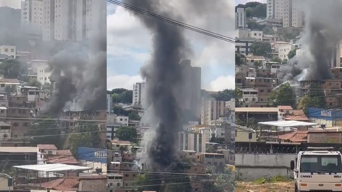 Incêndio de grande proporção atinge quatro casas e mobiliza bombeiros na Região Oeste de BH