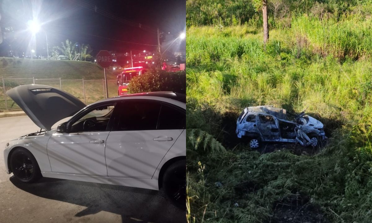 Corpo de Bombeiros atua em dois incêndios de carros em Juiz de Fora