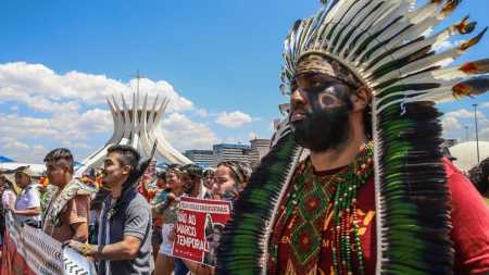 Indígenas reivindicam contra o Marco Temporal