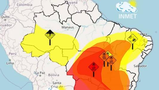 Inmet costuma divulgar vários alertas meteorológicos simultâneos
