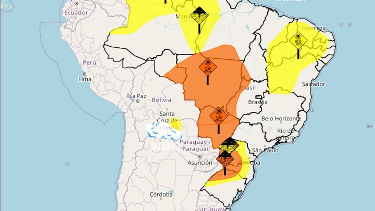 Inmet emite alerta de perigo para onda de calor no Centro-Oeste e para tempestades no Sul