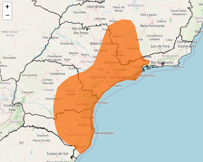 Inmet publica alerta laranja para chuvas intensas no Sul de Minas