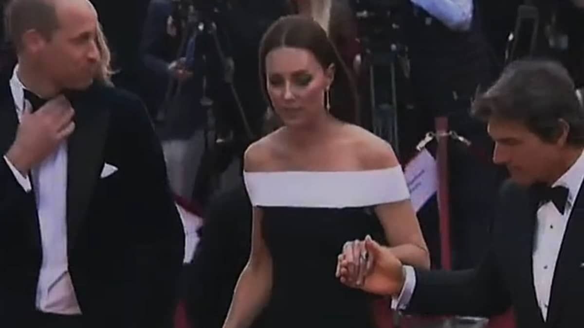 Tom Cruise segura a mão de Kate Middleton, e web aponta ciúmes em príncipe William; vídeo