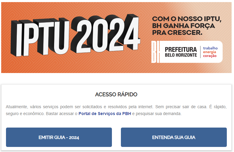 IPTU de BH 2024: já é possível emitir guia e fazer o pagamento; saiba mais