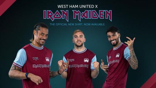 Camisa comemorativa do West Ham em colaboração com o Iron Maiden