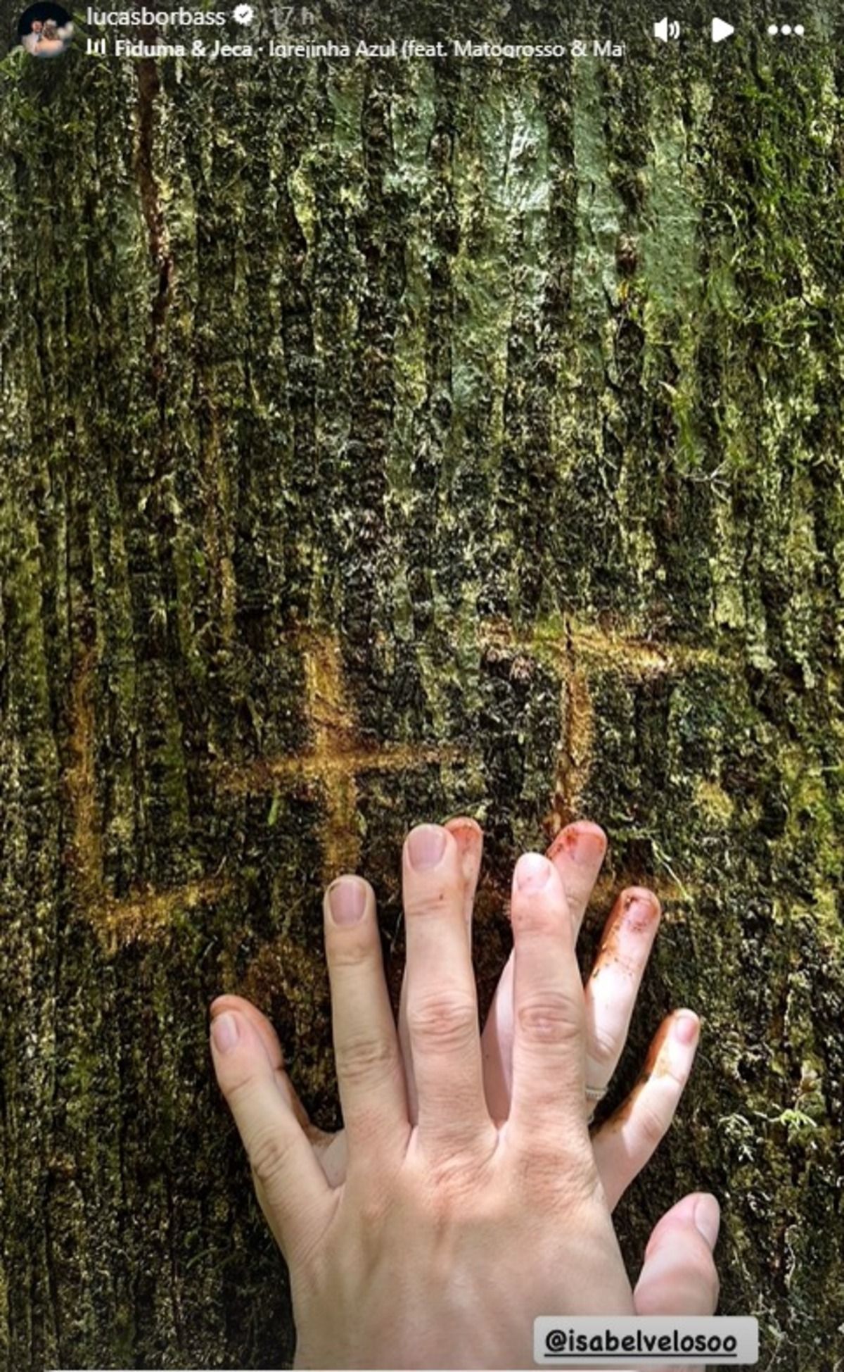 Marido de Isabel Veloso, influencer com câncer terminal, posta foto enigmática ao som de 'Igrejinha Azul'