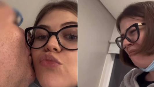Isabella Aglio chora ao receber beijos do pai