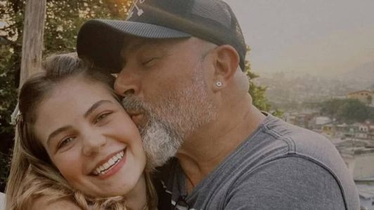 Isabella Aglio e o pai, Rinaldo Amaral, mais conhecido pelo apelido de Mingau