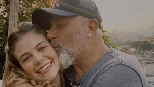 Isabella Aglio e o pai, Rinaldo Amaral, mais conhecido pelo apelido de Mingau