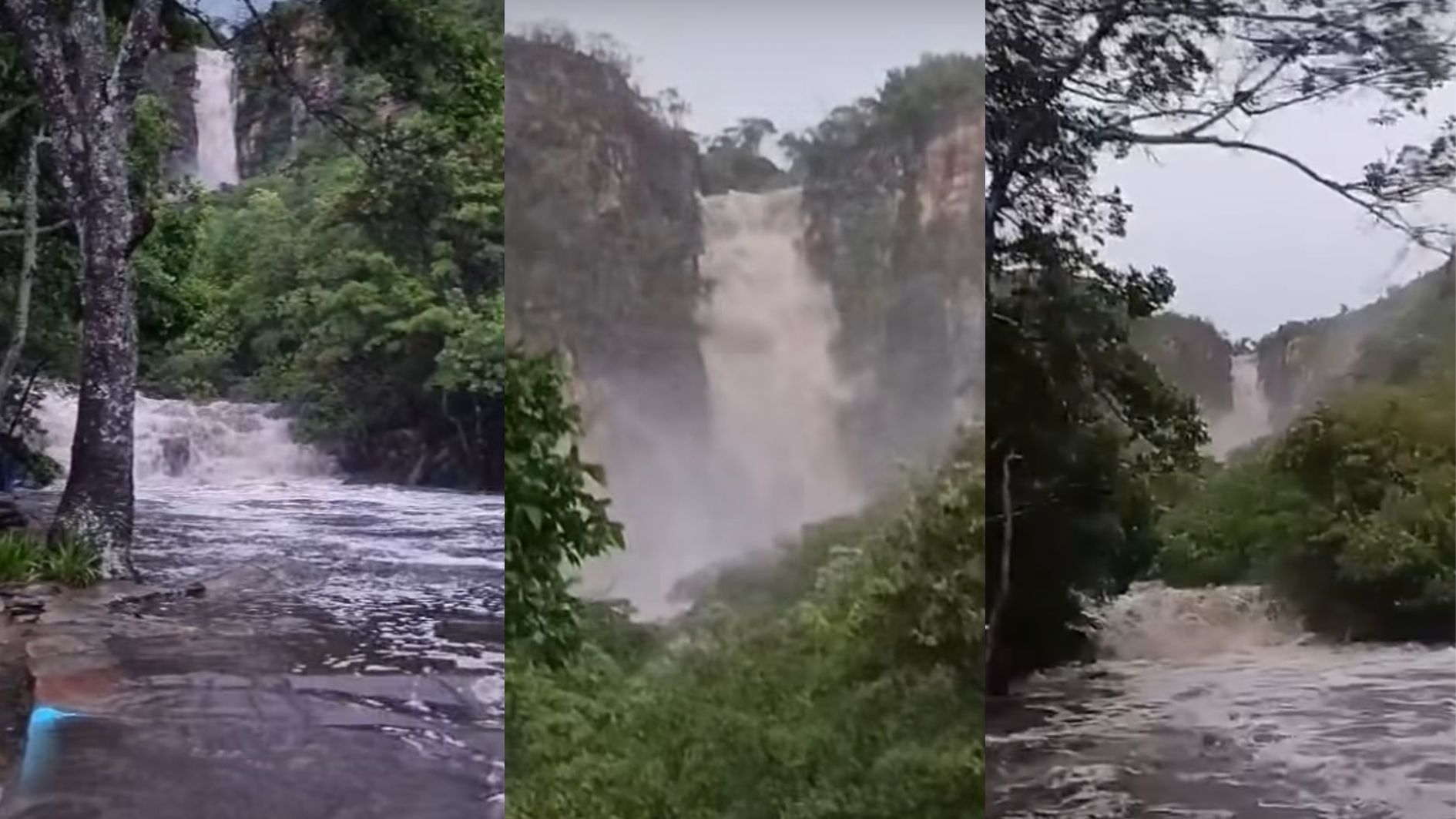 Vídeo: cachoeira Véu da Noiva transborda após fortes chuvas na Serra do Cipó