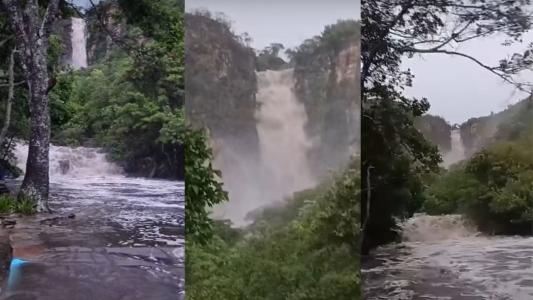 Cachoeira transborda na Serra do Cipó