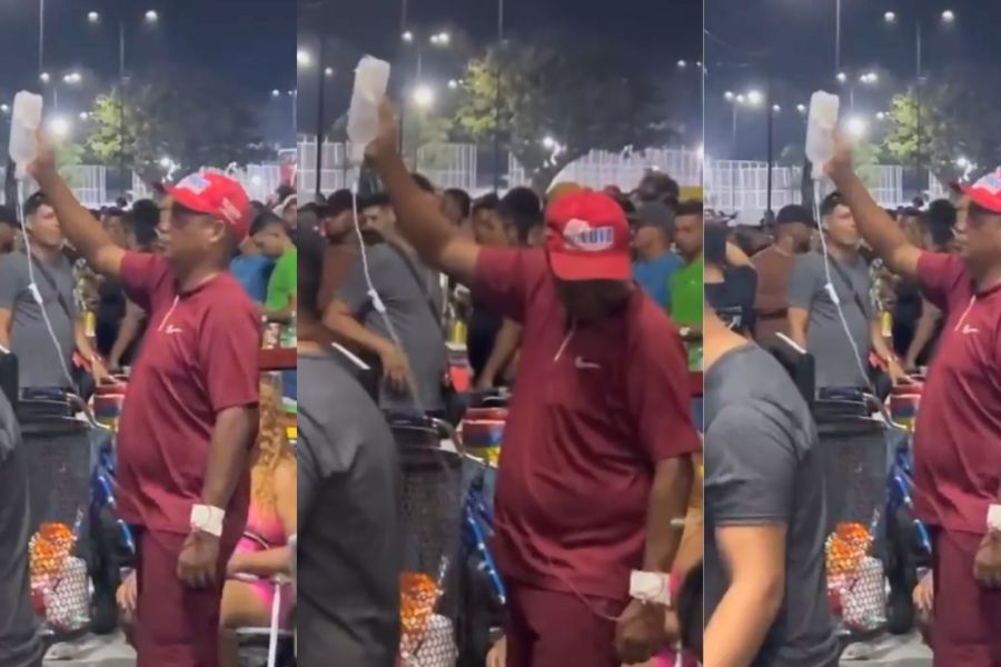 Vídeo: homem foge de atendimento e é flagrado 'tomando soro no veia' em festa no Amapá