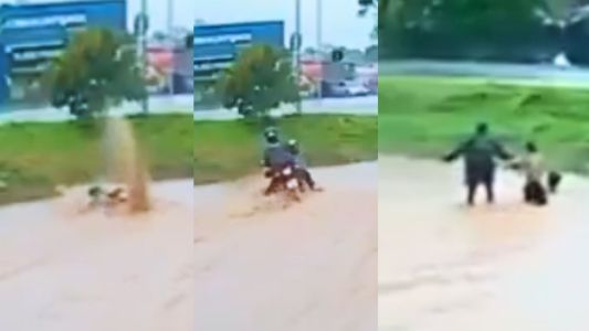Motociclista é arrastado por enxurrada e fica submerso após cair em canal durante alagamento em Barreiras