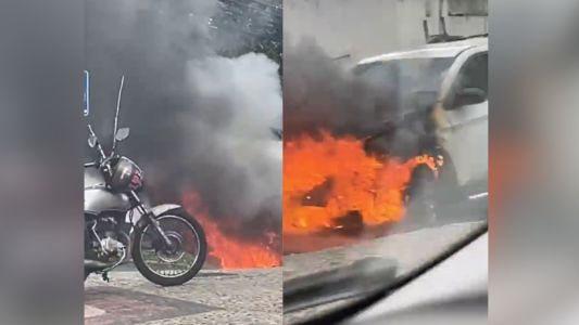 Carro pega fogo na Avenida Raja Gabáglia