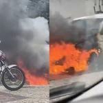 Vídeo: carro de idoso pega fogo na Região Centro-Sul de Belo Horizonte