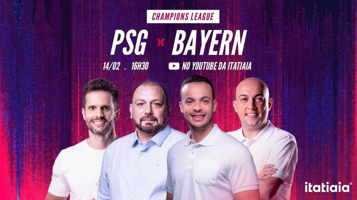 Liga dos Campeões: acompanhe PSG x Bayern de Munique no YouTube da Itatiaia