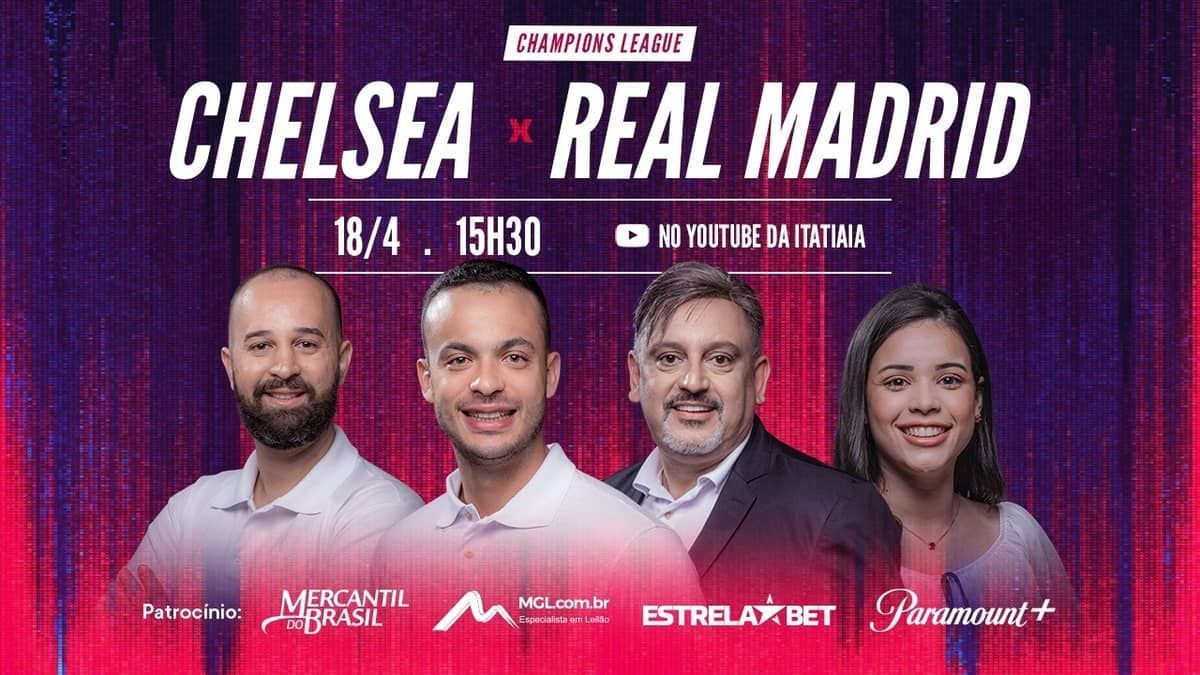 Acompanhe Chelsea x Real Madrid, pela Champions League, ao vivo na Itatiaia