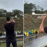 ‘TromPetista’ aparece tocando berrante próximo à caminhada de Nikolas; veja vídeo