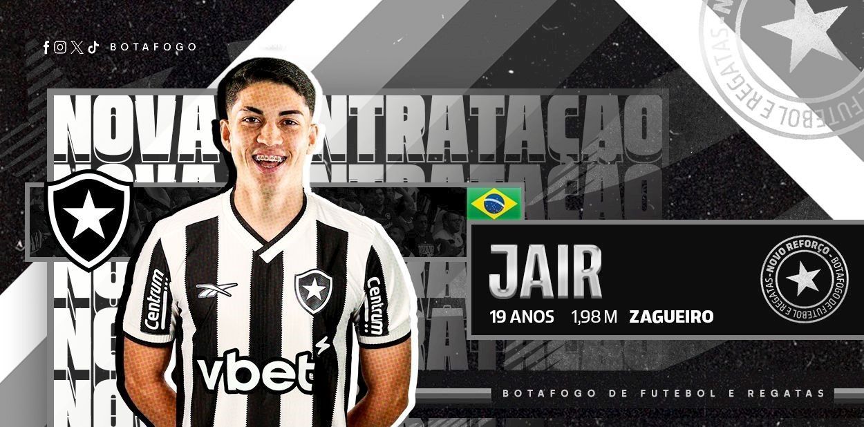 Botafogo anuncia contratação do zagueiro Jair, ex-Santos