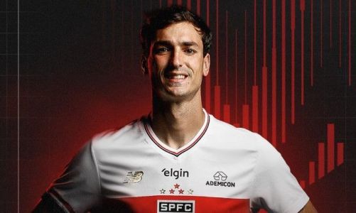 Juan Ignacio Dinenno em anúncio como jogador do São Paulo