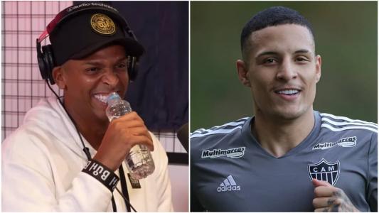 Jô (esq), ex-jogador, e Guilherme Arana (dir), lateral do Atlético