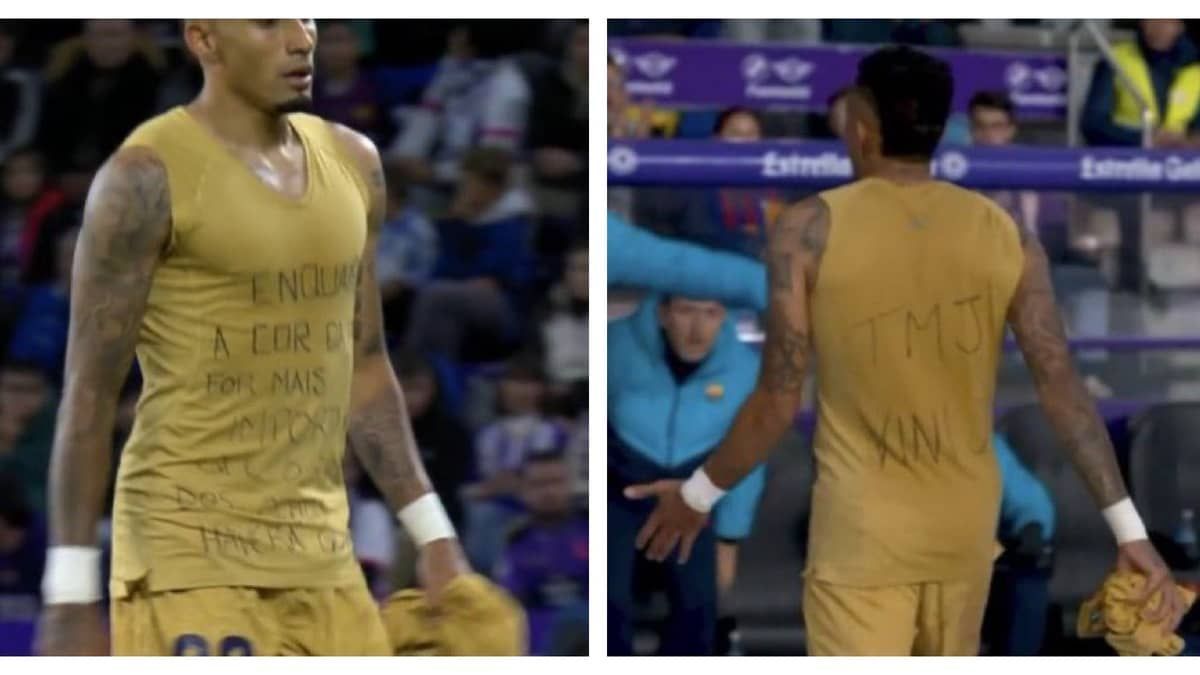 Raphinha homenageia Vini Jr ao ser substituído em jogo contra o Valladolid
