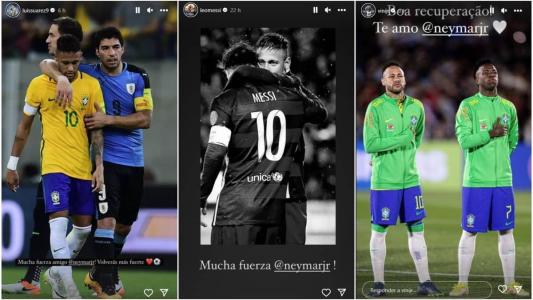 Jogadores desejam melhoras a Neymar, que lesionou joelho esquerdo