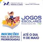 Prazo para inscrição nas seletivas individuais dos Jogos Escolares de Montes Claros é prorrogado