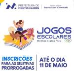 Prazo para inscrição nas seletivas individuais dos Jogos Escolares de Montes Claros é prorrogado