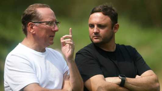 John Textor e André Mazzuco, diretor de futebol do Botafogo, no Rio de Janeiro
