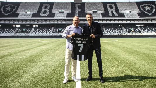 John Textor e o técnico Bruno Lage no Estádio Nilton Santos