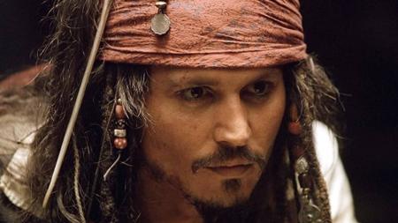 Johnny Depp em 'Piratas do Caribe'