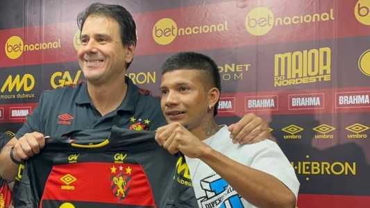Jorge Andrade, executivo do Sport, ao lado de Negueba