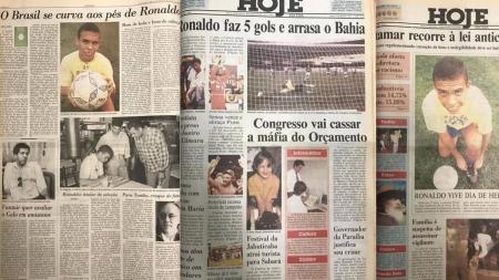 Jornal Hoje em Dia, em 1993, noticiou grande feito de Ronaldo contra o Bahia, no Mineirão