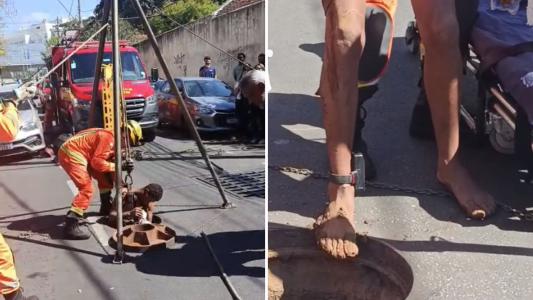 Para o resgate, um tripé para descida de dois militares teve que ser utilizado