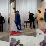 Jovem desmaia duas vezes seguidas no próprio casamento após encontrar noiva no altar e vídeo viraliza