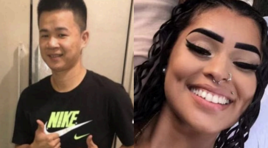 O comerciante chinês Zhaohu Qiu, de 35 anos (esq.), suspeito de matar Marcelle Júlia Araújo da Silva, de 18