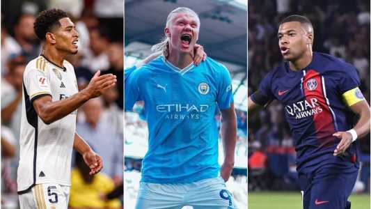 Jude Bellingham, Erling Haaland e Kyllian Mbappé, destaques da Champions League que começa nesta terça
