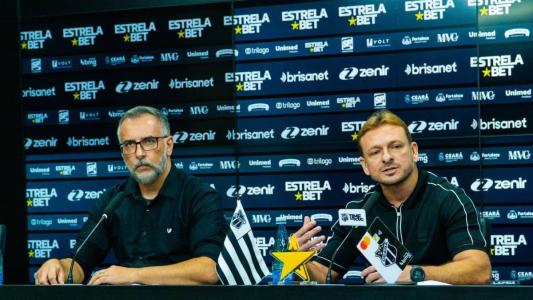 Juliano Camargo e Albeci Júnior, dirigentes do Ceará em entrevista nesta segunda-feira (19)