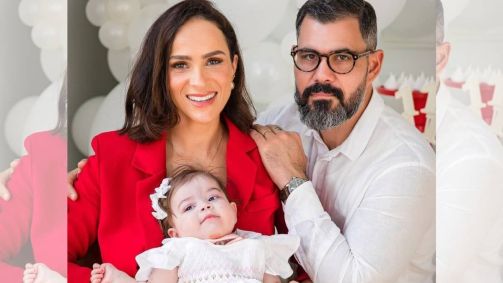 Juliano Cazarré e esposa comemoram aniversário de um ano da filha caçula