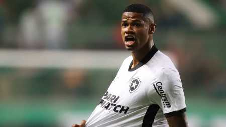 Júnior Santos comemorando um dos gols do Botafogo sobre o América