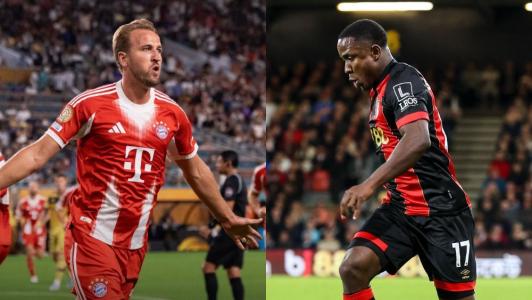 Harry Kane e Luis Sinisterra em ação por Bayern de Munique-ALE e Bournemouth-ING na temporada 2024/2025