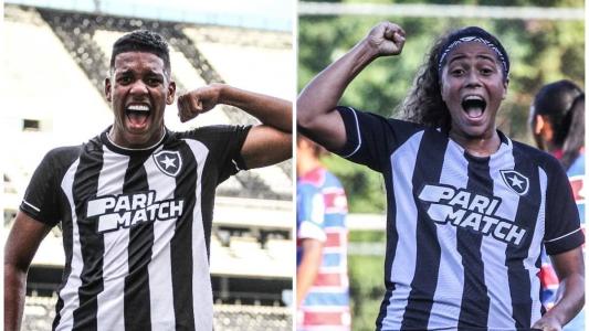 Kauan Maranhão, do Sub-20, e Carol Valle, do Feminino, já comemoraram como o Tiquinho Soares no Botafogo