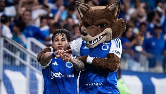 Kaio Jorge comemora em Cruzeiro 5 x 0 Uberlândia, pelo Campeonato Mineiro 2026